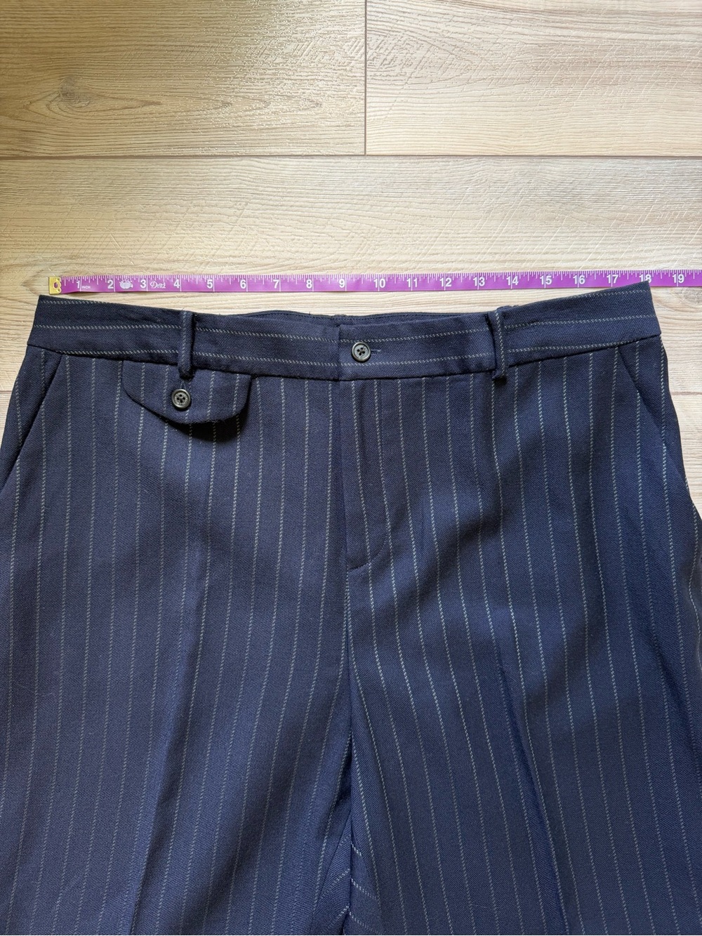 Lauren Ralph Lauren Women’s Navy Wool Pinstriped Trouser Pants Size 16W - Picture 10 of 15